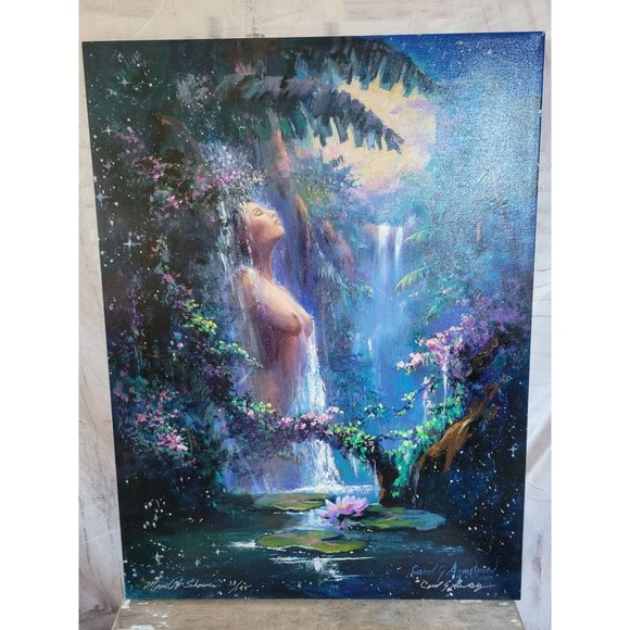 Carol g Armstrong moonlit shower painting acrylic - Picture 1 of 9